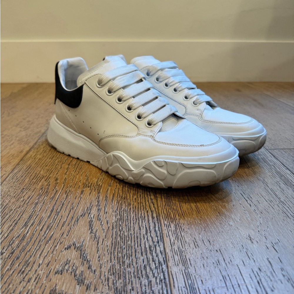 Alexander McQueen Court Trainer White and Navy Men's Sneakers